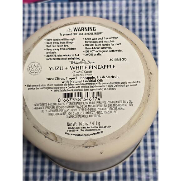 BBW Yuzu + White Pineapple Large 3 Wick Candle Tropical Home Fragrance Decor - Picture 2 of 2